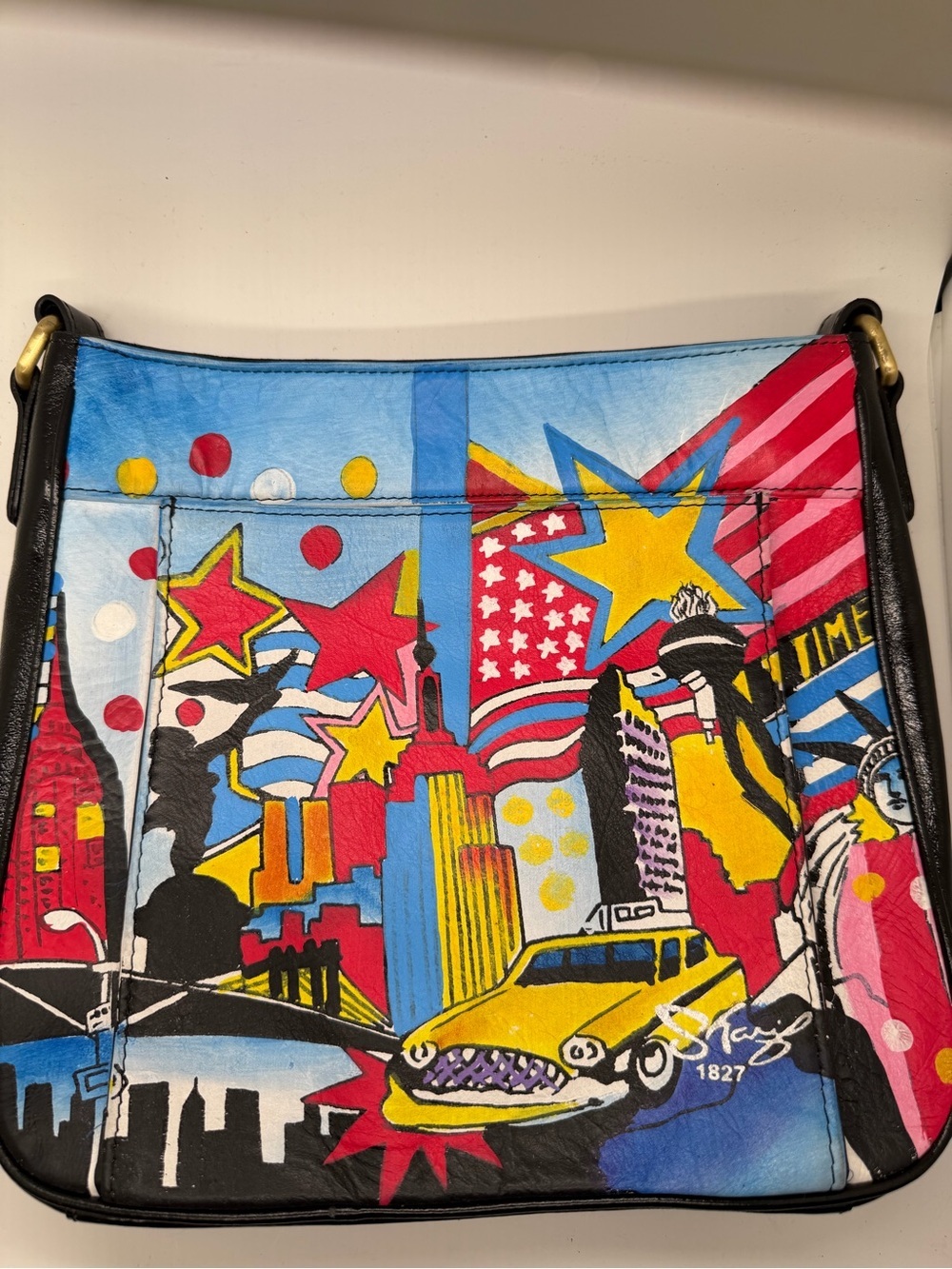 Sharif Pop Art Cityscape Crossbody - Blue, Yellow, Red, Pink, Black